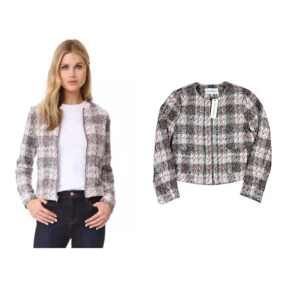 Cupcakes and Cashmere Boucle Tweed Jacket  Women's M  NWT  Plaid  Preppy - Picture 1 of 10